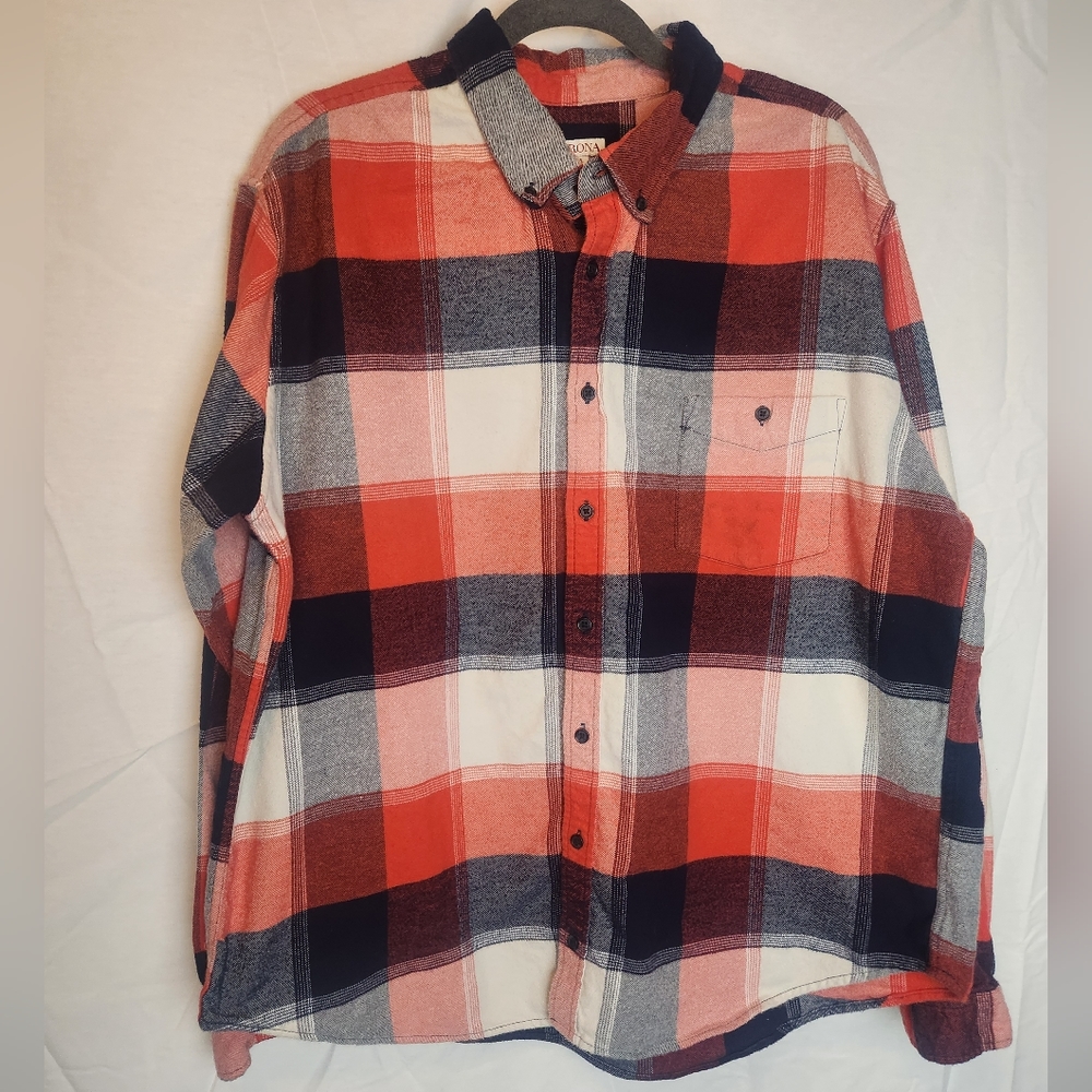 Merona Mens Red White & Blue Flannel SZ XXL